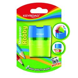 Temperówka metalowa KEYROAD, podwójna, z pojemnikiem, blister, mix kolorów