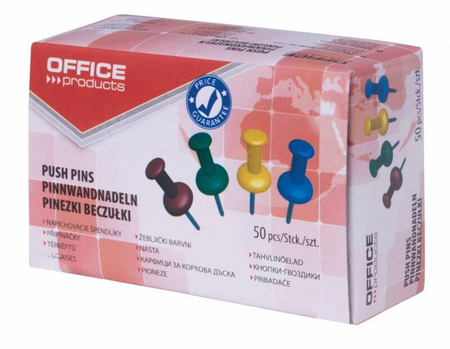 Pinezki beczułki OFFICE PRODUCTS, 50szt., mix kolorów