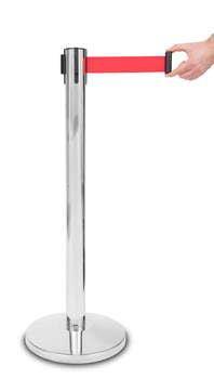 Słupek "Premium" chrome, czerwona taśma