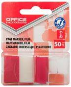 Zakładki indeksujące OFFICE PRODUCTS, PP, 25x43mm, 1x50 kart., blister, czerwone