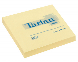 Bloczek samoprzylepny TARTAN, 76x76mm, 12x100kart., żółty
