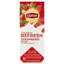 Herbata LIPTON Refresh, czarna, truskawkowa, 25 torebek