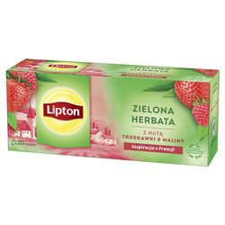 Herbata LIPTON zielona, z nutą truskawki i maliny, 20 torebek