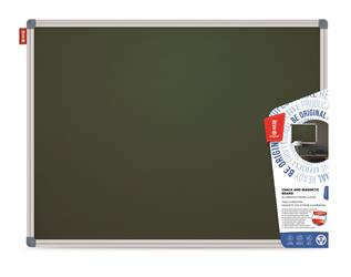 Tablica kredowa magnetyczna MEMOBE zielona z nadrukiem w kratkę (5x5 cm), rama aluminiowa Classic, 90x60 cm