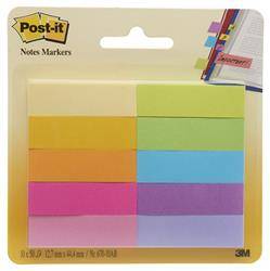 Zakładki indeksujące POST-IT® (670-10AB), papier, 12,7x44,4mm, 10x50 kart., mix kolorów