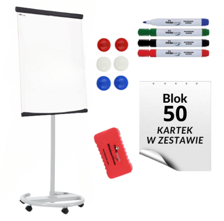 Flipchart Mobilny Magnetyczny Suchościeralny Black FM1B + Akcesoria