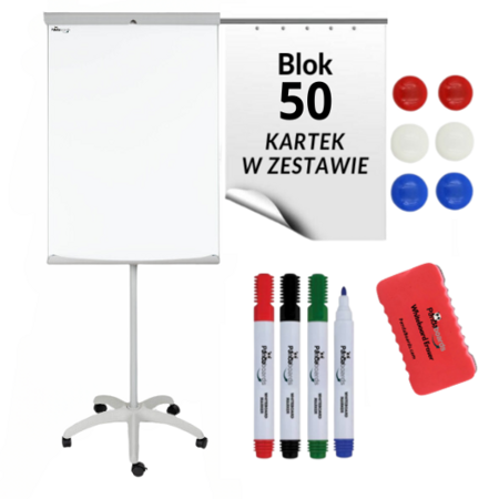 Flipchart Mobilny Magnetyczny Suchościeralny FM2 z ramionami na blok + Akcesoria