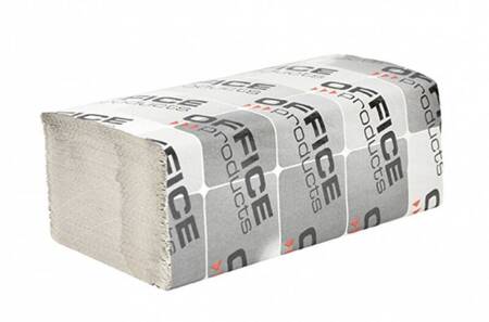 Ręczniki składane ZZ makulaturowe ekonomiczne OFFICE PRODUCTS, 1-warstwowe, 4000 listków, 20szt., szare