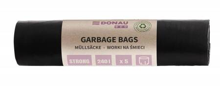 Worki na śmieci DONAU ECO, mocne (LDPE), 240l, 5 szt., czarne