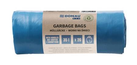 Worki na śmieci DONAU ECO, z uchwytami Knoties, 35l, 20 szt., niebieskie