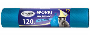 Worki na śmieci GROSIK, mocne, 120l, 20szt.,niebieskie