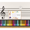 Tablica edukacyjna MemoBe, WHITEBOARDGAME: Music adventure!, nadruk WESOŁE INSTRUMENTY, rama drewniana, 60x40 cm